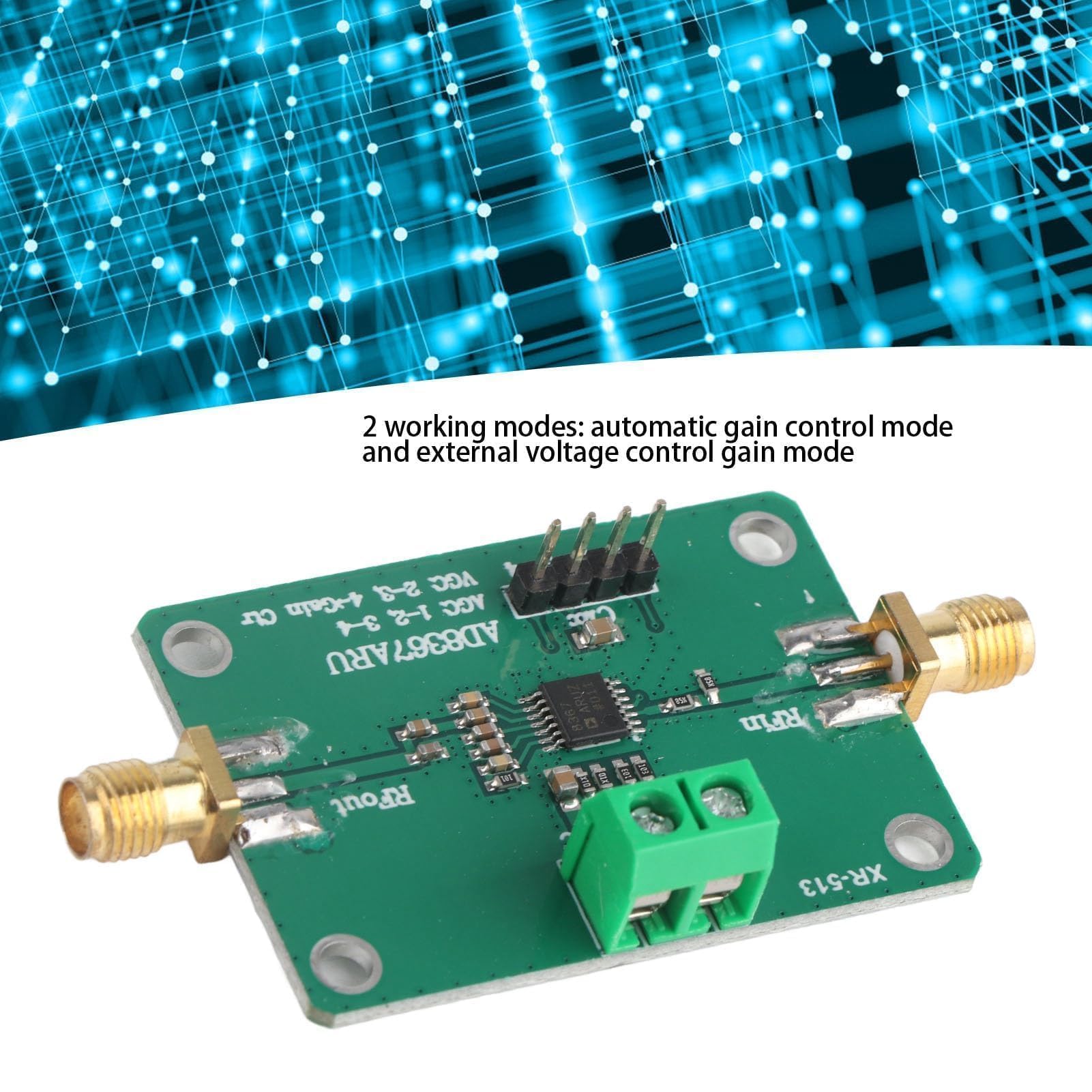 Amplificatore IF, Amplificatore a frequenza intermedia,Guadagno automatico 45 dB Controllo PCB Amplificatore IF da 0,1 a 500 MHz banda larga a radiofrequenza basso rumore per ricevitore 2,7-5,5 V