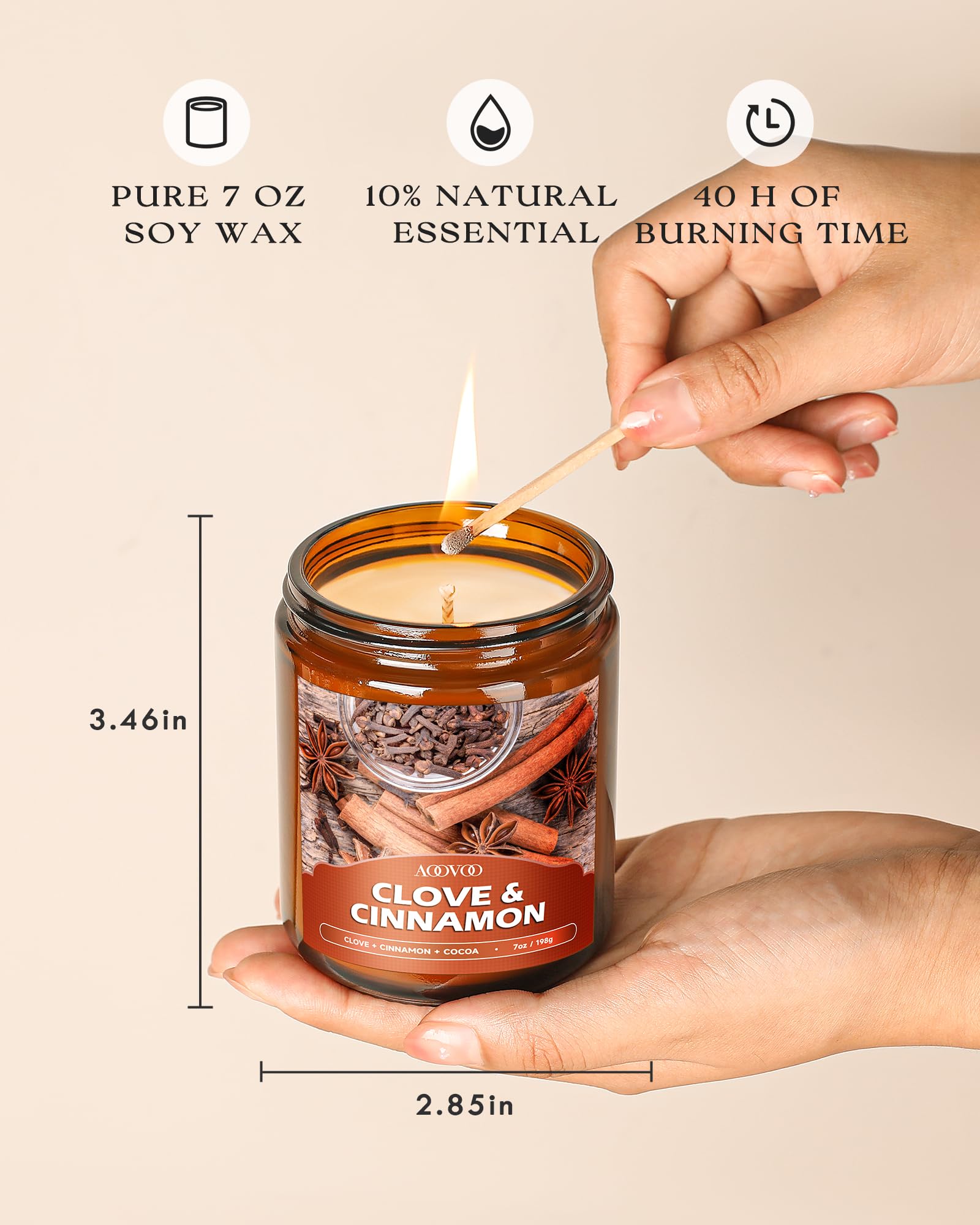 AOOVOO Fall - Juego de 4 velas perfumadas para el hogar, 28 oz, 200 horas de combustión, velas de aromaterapia con cristales, lavanda, jazmín, lirio de agua, pachulí