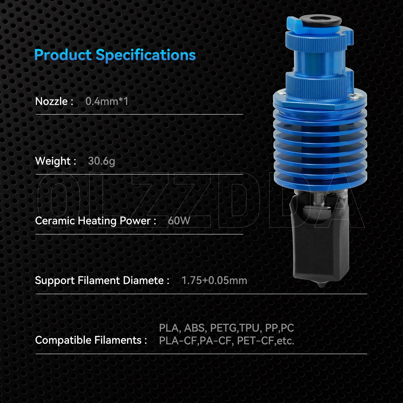 TZ-V6-3.0 Tête d'extrusion bleue V6 Hotend, All Metal Hotend, Kit de mise à niveau Ender 3, Ender 3-v2, Ender 3 Pro Voron 2.4 Prusa i3 MK3S MK3 MK2S Imprimante 3D