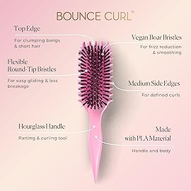 Bounce Curl Define EdgeLift Brush, 5-in-1 Tool for Effortlessly Defined Curls, Waves & Coils, Reduces Frizz - Pink