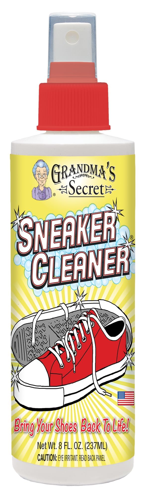 Grandma's Secret Shoe Cleaner - Stain Remover Spray for Rubber, Canvas and Leather - Removes Dirt, Grime and Grass - Sneakers Cleaner for Outdoor Shoes, Slippers and Moccasins 8 oz