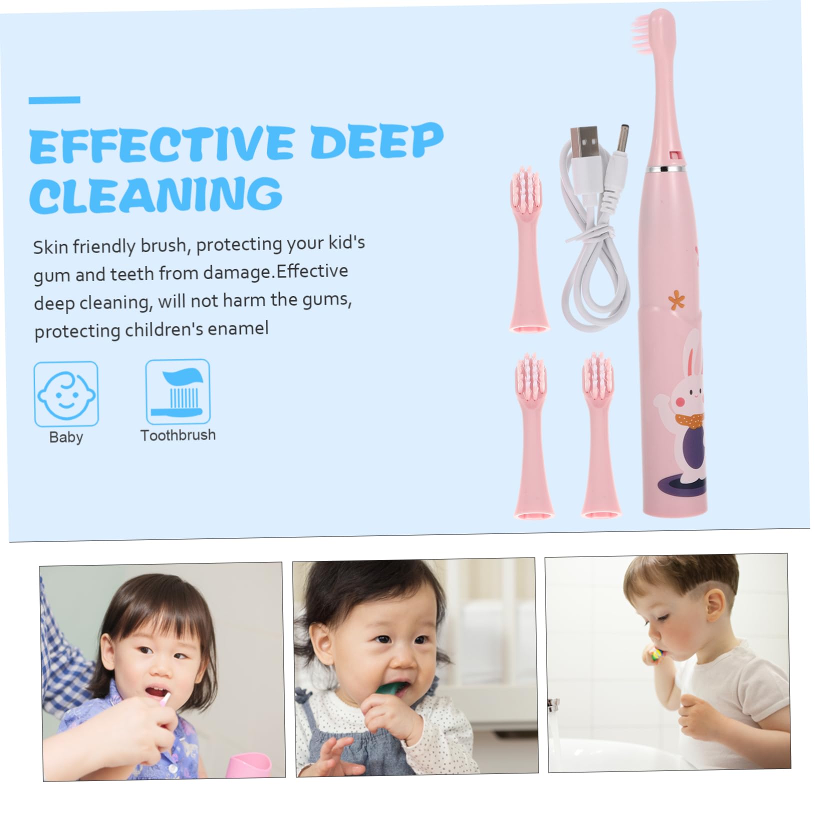 Didiseaon 2sets Spazzolini Elettrici Per Spazzolino Antiallergico Animato Portatile e Ricaricabile Promuove e Divertimento Lavarsi