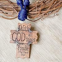 Vista 5 de Rosario de perilla de puerta, decoración católica colgante, bendición para una nueva casa, regalo religioso de inauguración de la casa (azul marino)