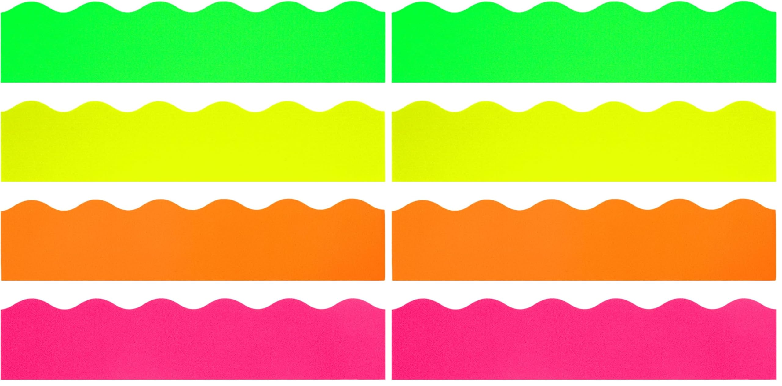 Whaline 69Ft Neon Color Bulletin Board Border Fluorescent Green Yellow Orange Rose Red Decoration Borders Colorful Bulletin Board Stickers for School Classroom Office Home Party Decoration (Pack of 2)