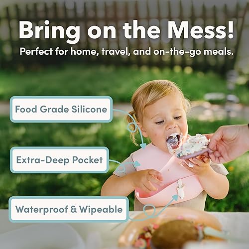 Miniatura 5 de Loulou Lollipop Babero de alimentación de silicona suave e impermeable para bebés y niños pequeños