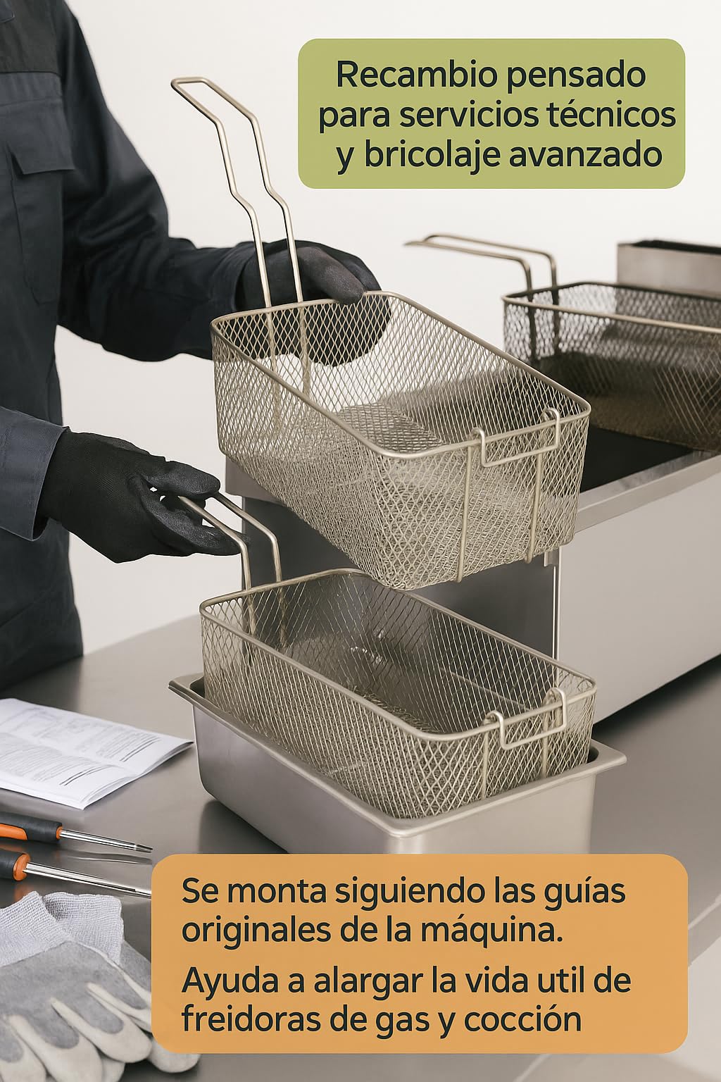 CubetasGastronorm ® Cesta Freidora 230x330x145 Mm Acero Reforzado Malla Diamante Gas Coccion Recambio Profesional Compatible Con Freidoras Macfrin Cocina Industrial Hosteleria Taller Hogar Fuerte