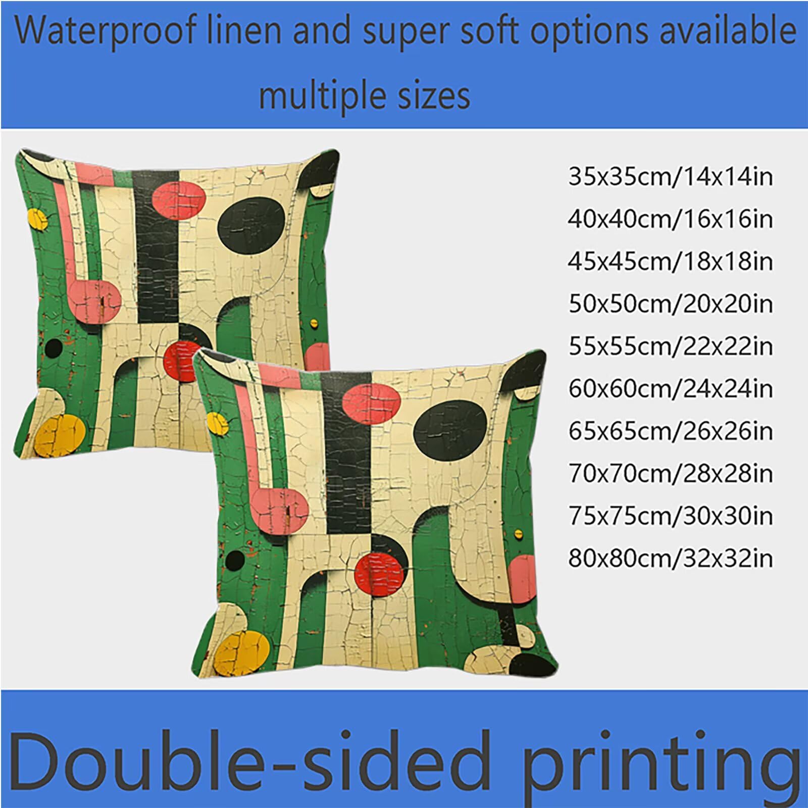 Kissenbezug 60x60 cm Farbe 4er Set Sofakissen Superweichem Doppelnähten Versteckter Reißverschluss Geometrie Outdoor Kissen Leinen gelten für Auto Terrassen-Gartenbank Wohndeko Schlafzimmer Sofa 0-5