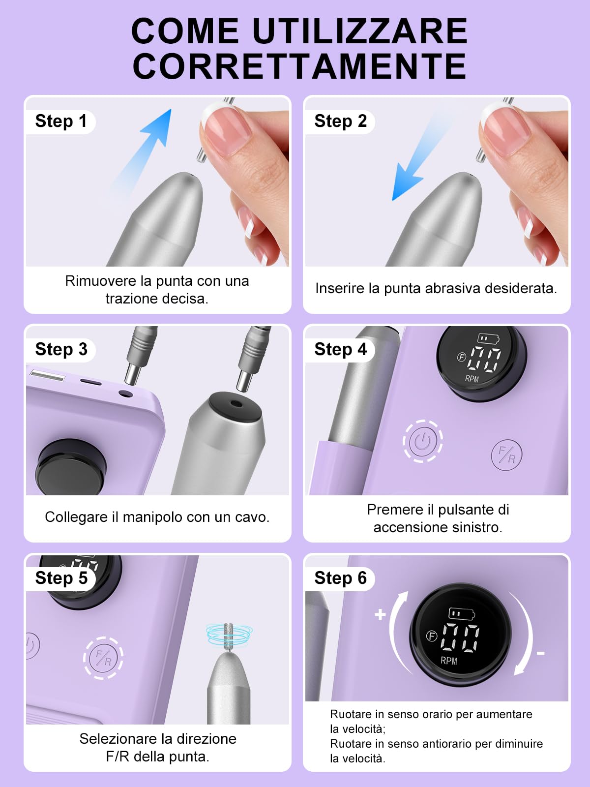 COPPA Fresa per Unghie Professionale, NDK106 Lima Elettrica per Unghie con 12 Punte 31 Bande, 45000 RPM Velocità Regolabile & 2 Direzioni Nail Drill Kit per Rimozione Gel/Smalto, Casa & Salone