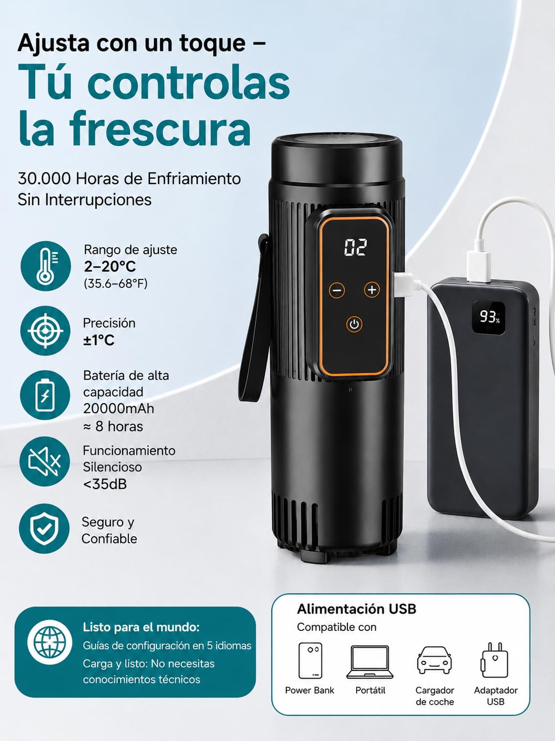 Estuche Refrigerador para Insulina USB, Nevera Portátil para Medicamentos