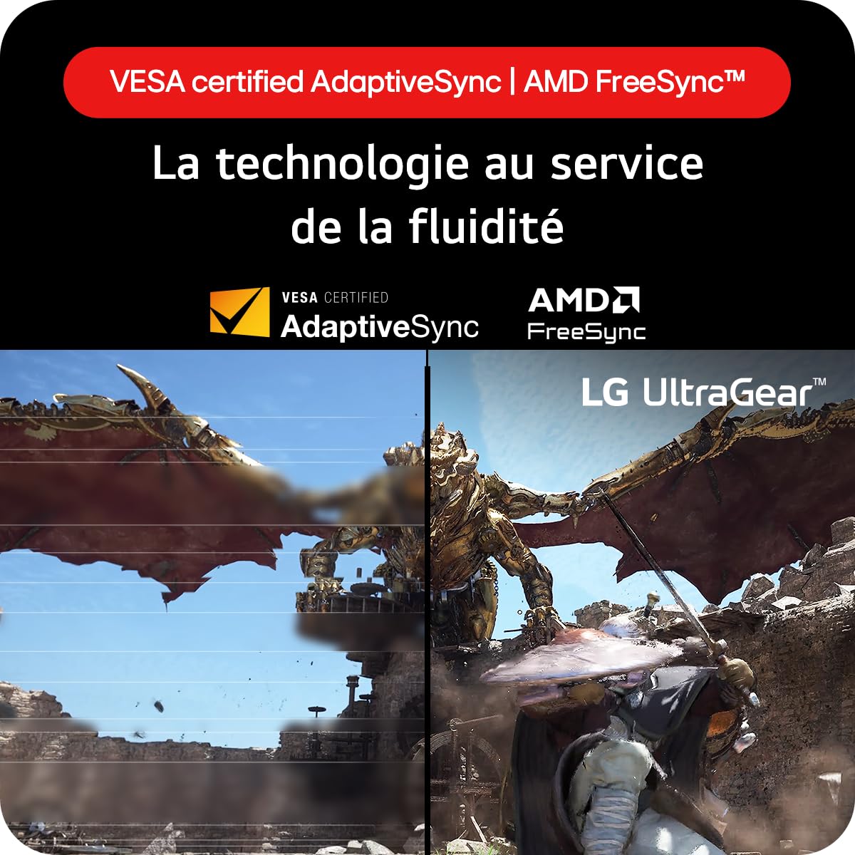 LG Ultragear™ 32GS60QC-B.AEU Ecran PC Gaming 32" - Dalle VA résolution QHD (2560x1440), 1ms 180Hz, HDR 10, sRGB99% (CIE1931), AMD FreeSync, inclinable, DisplayPort 1.4, HDMI 2.0 (2)