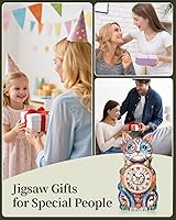 Vista 6 de Rompecabezas de Madera 3D para Adultos, Reloj de Gato Detective con Kit de Modelo de Péndulo, Rompecabezas 3D para Habitación de Adultos Decoración