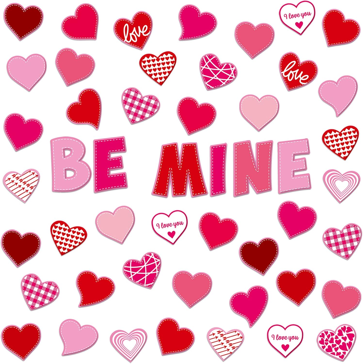 Marspark 68 Pcs Valentines Day Classroom Bulletin Border Decor Heart Cutout