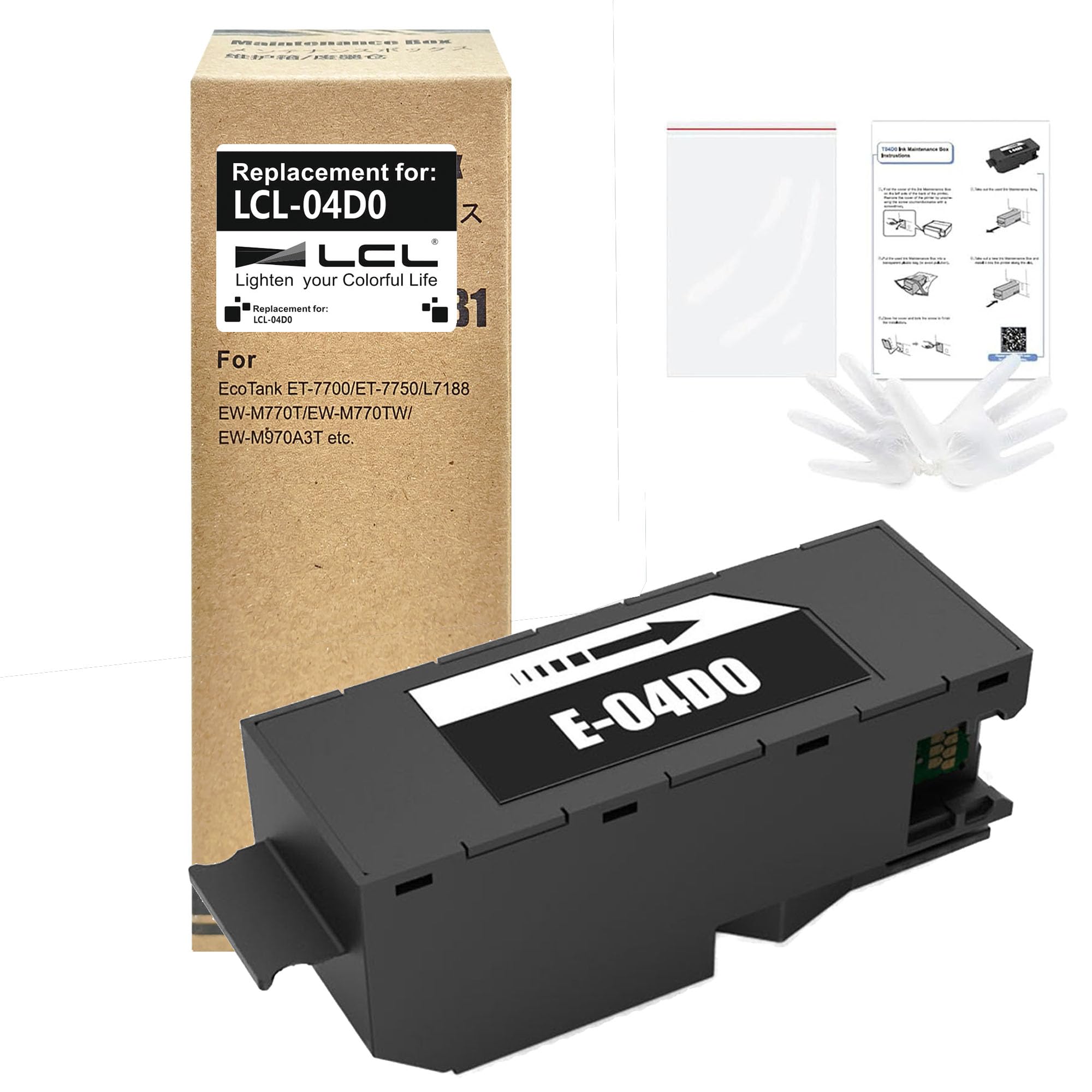 LCL T04D0 T04D000 Ink Maintenance Box Replacement for Ecotank ET-7700 ET-7750 ET7700 ET7750 L7188 L7160 L7180 EW-M770T EW-M770TW EW-M970A3T Printers (1-Pack)