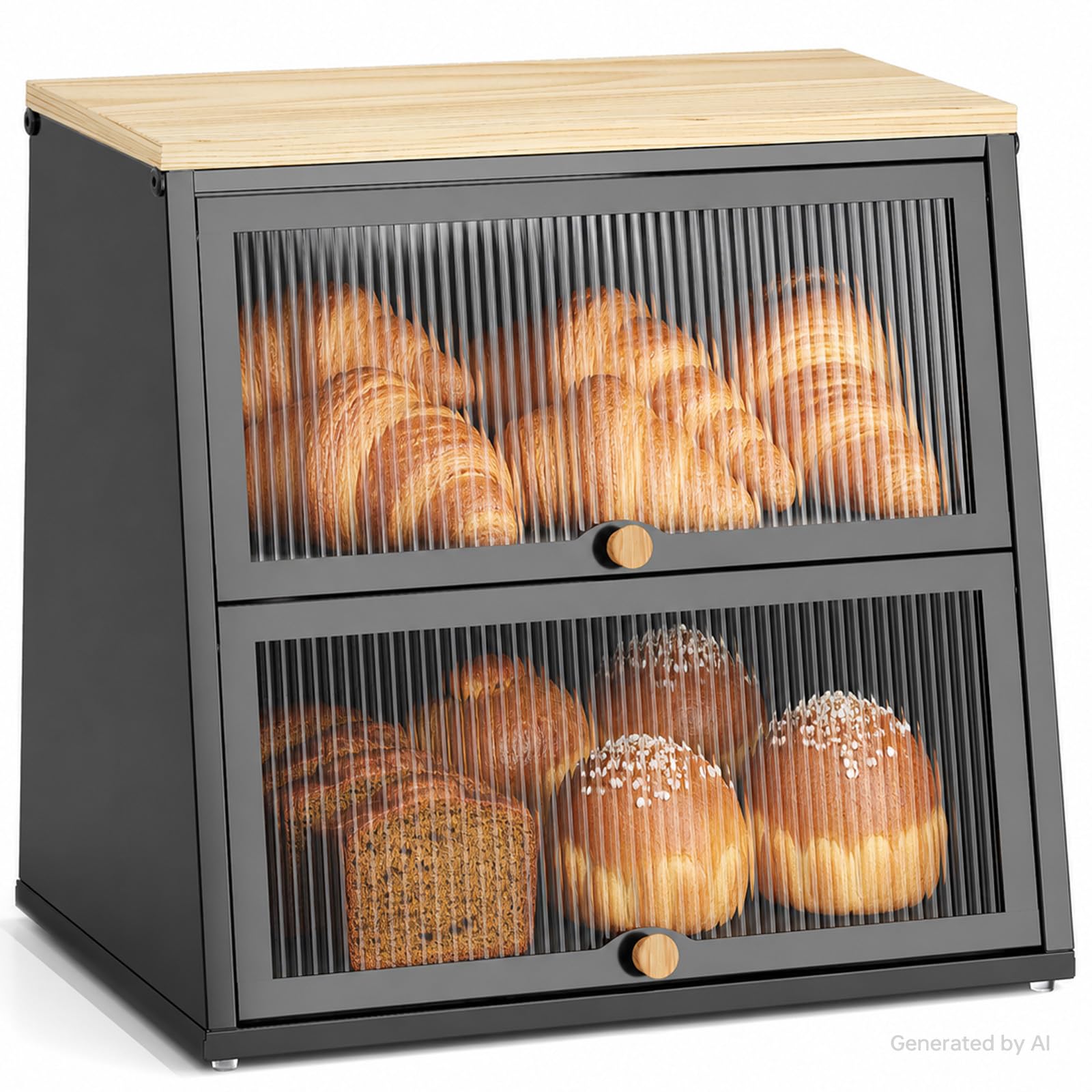 KINGRACK Kitchen Bread Storage Cabinet, Black