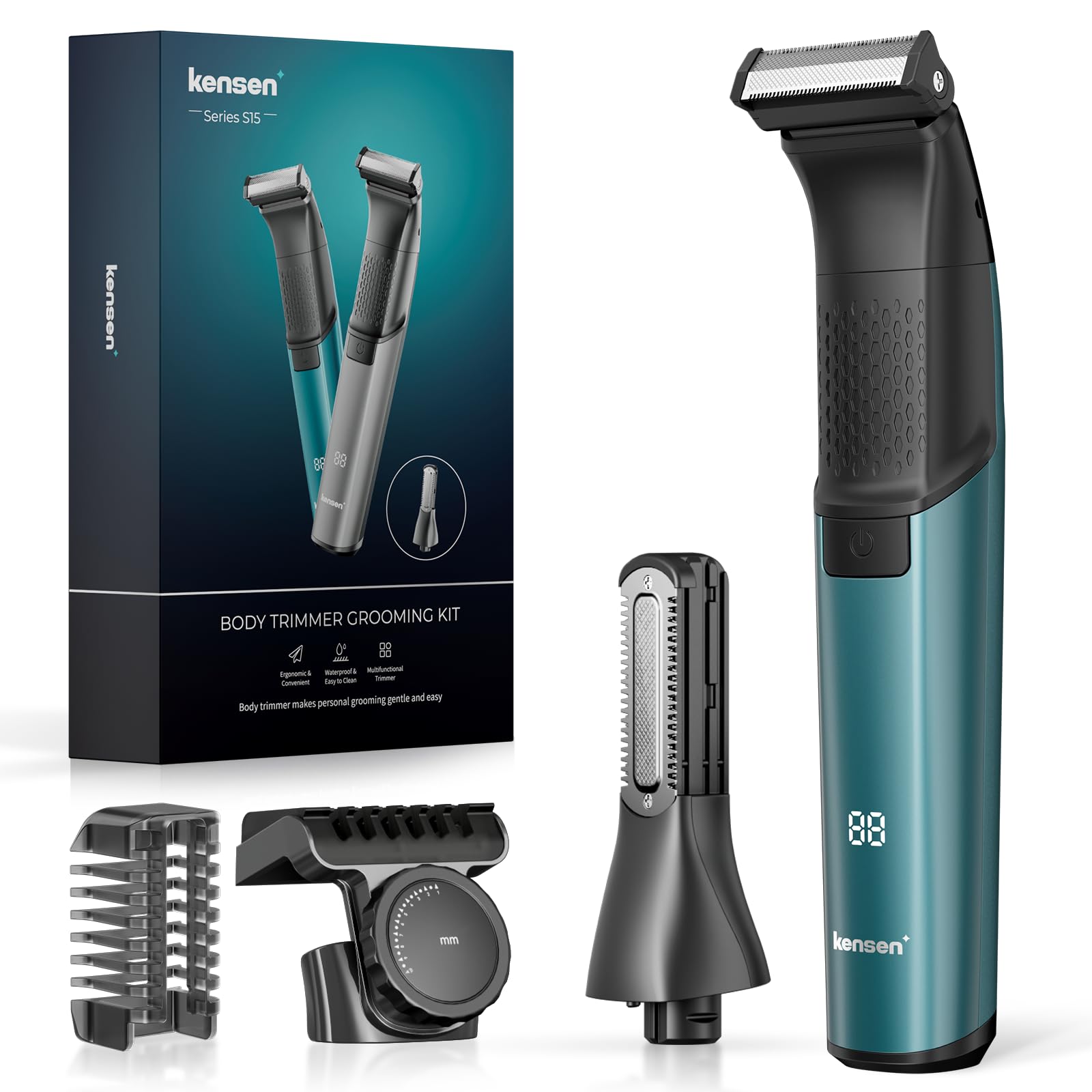 Intimrasierer Mann, kensen 2 in 1 Rasierer Herren Intimbereich Wasserdicht | Körperrasierer Herren Typ-C Bodygroom Herren Nass Trocken Intim Rasierer Männer Beine Brust Achselhöhle Leiste Aufsteckkämme