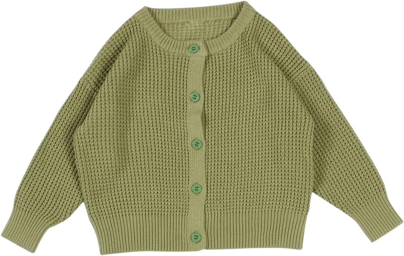 Kids Girls Waffle Cardigan School Uniform Sweater Fall Cotton Knitted Boys Sweaters Button Crewneck Toddler Cardigans