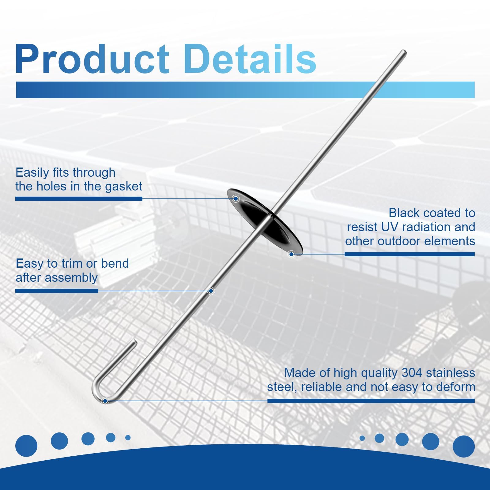 100 Solar Panel Protection Clips, Staffe della Rete di Protezione del Pannello Solare, Clip di Installazione del Pannello Solare dell'Acciaio Inossidabile, Linee degli Uccelli, Recinzioni del Piccion