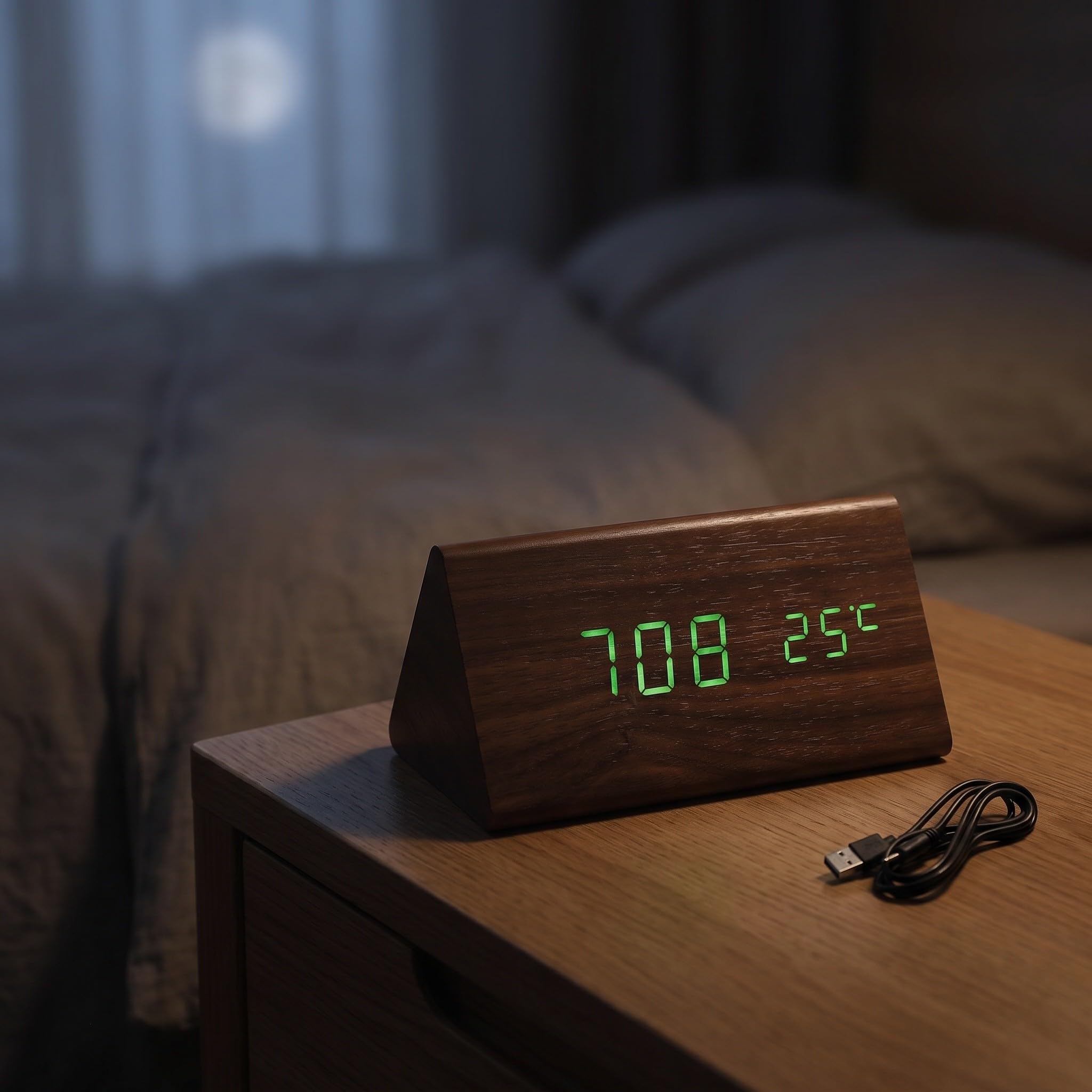 Zerodeko Reloj Despertador Digital, Reloj LED Triangular silencioso con luz