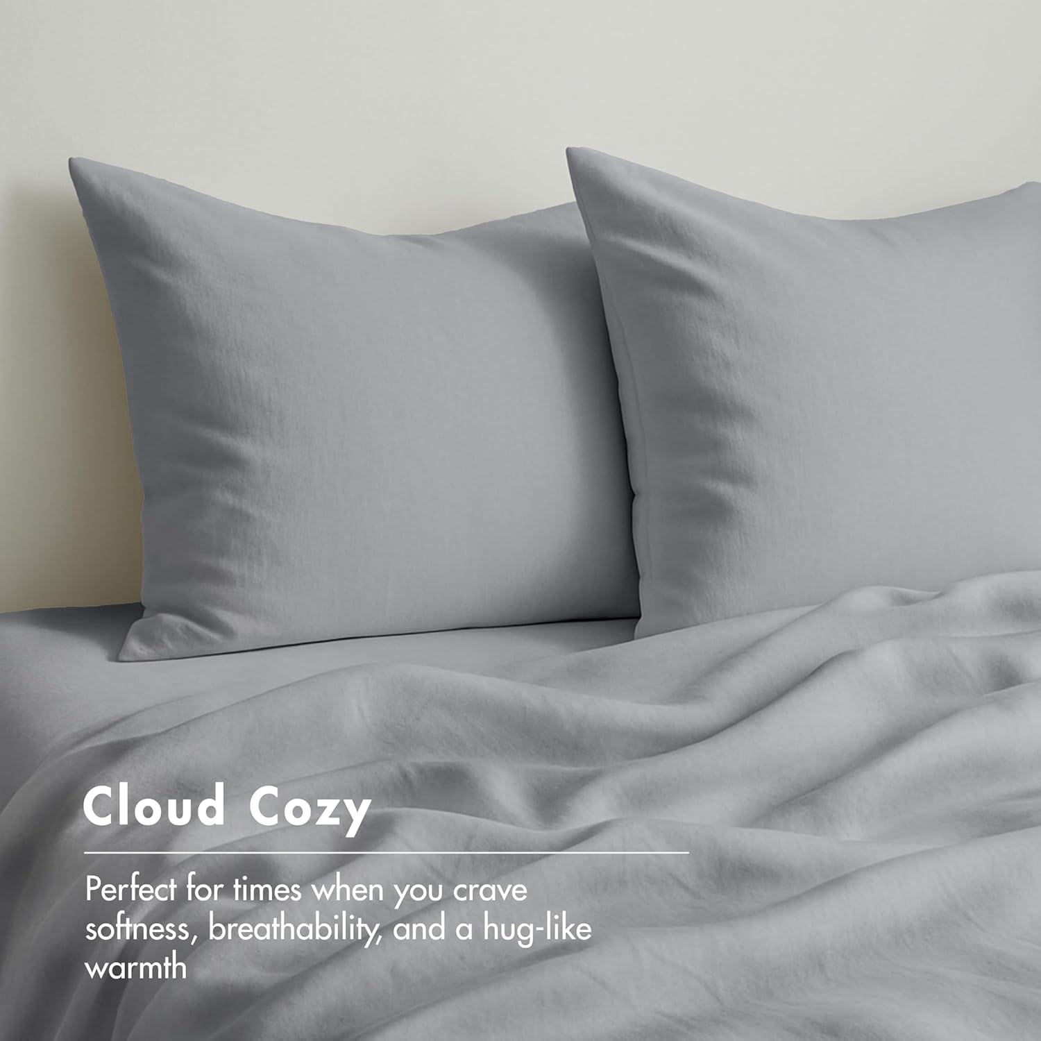 RUVANTI 100% Cotton Flannel Sheets Queen Size - 4 Piece Warm, Soft & Breathable, Deep Pocket, Double Brushed Cozy All Season Bedding Set, Light Gray - Image 8