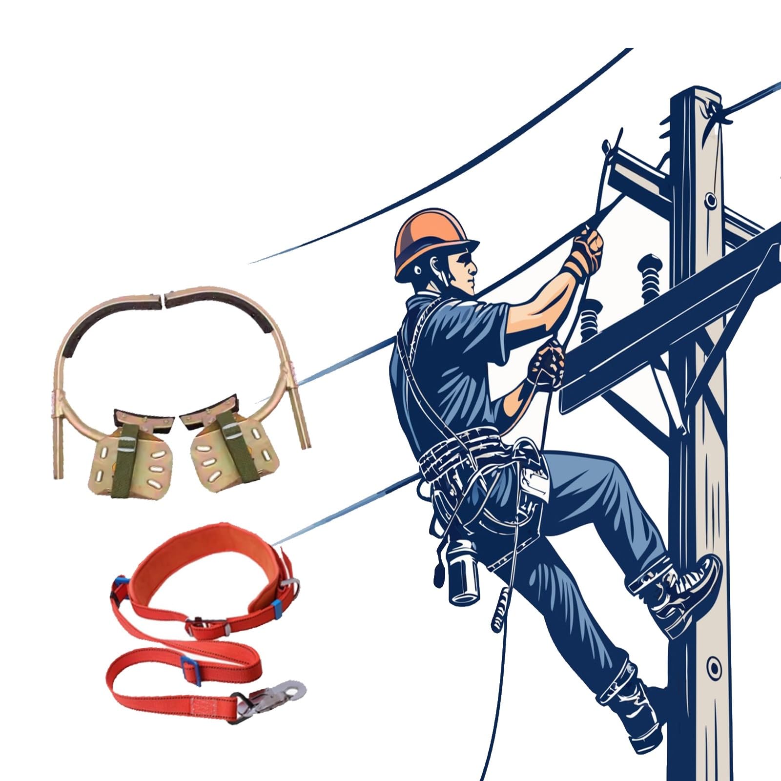 Kit professionale per arrampicata con imbracatura di sicurezza per pali di utility, metallo e bandiere