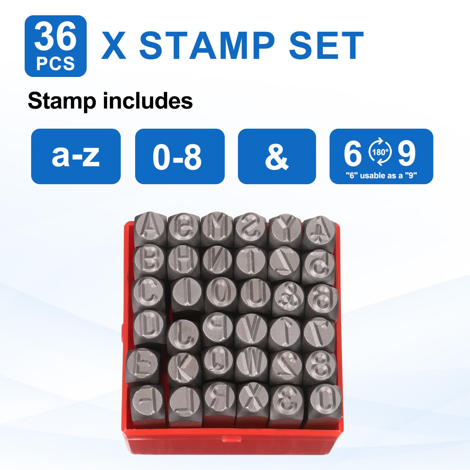 QUARKZMAN 36 Stück Metall Buchstabenstempel 25/64" 10mm 40Cr Großbuchstaben Und Zahlenstempel Set Handstempel Prägestempel Set Mit Aufbewahrungsbox