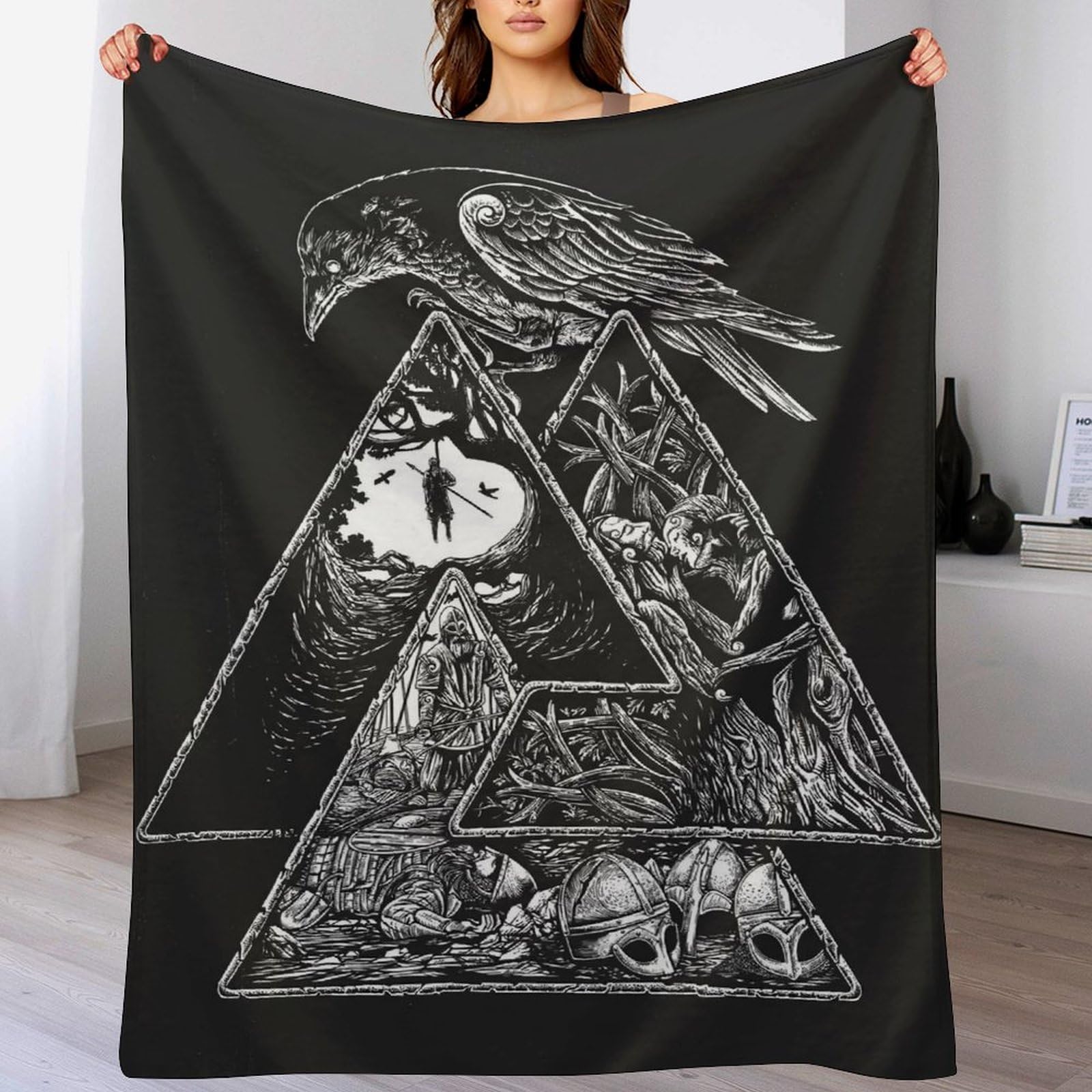 Couverture polaire en flannel viking 130x150cm chaude pour canapé