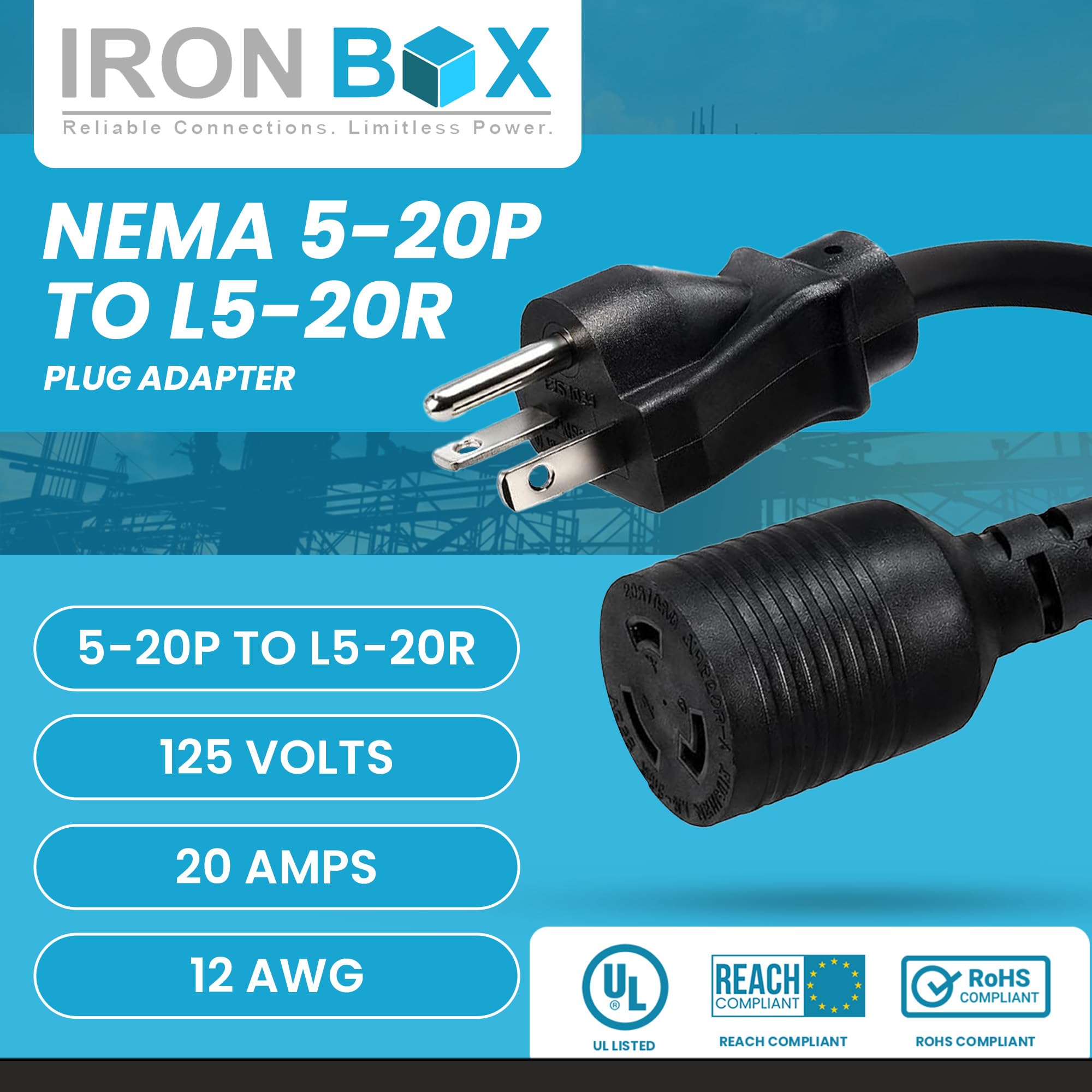 Amazon.com: IronBox Electric NEMA 5-20P to L5-20R Plug Adapter
