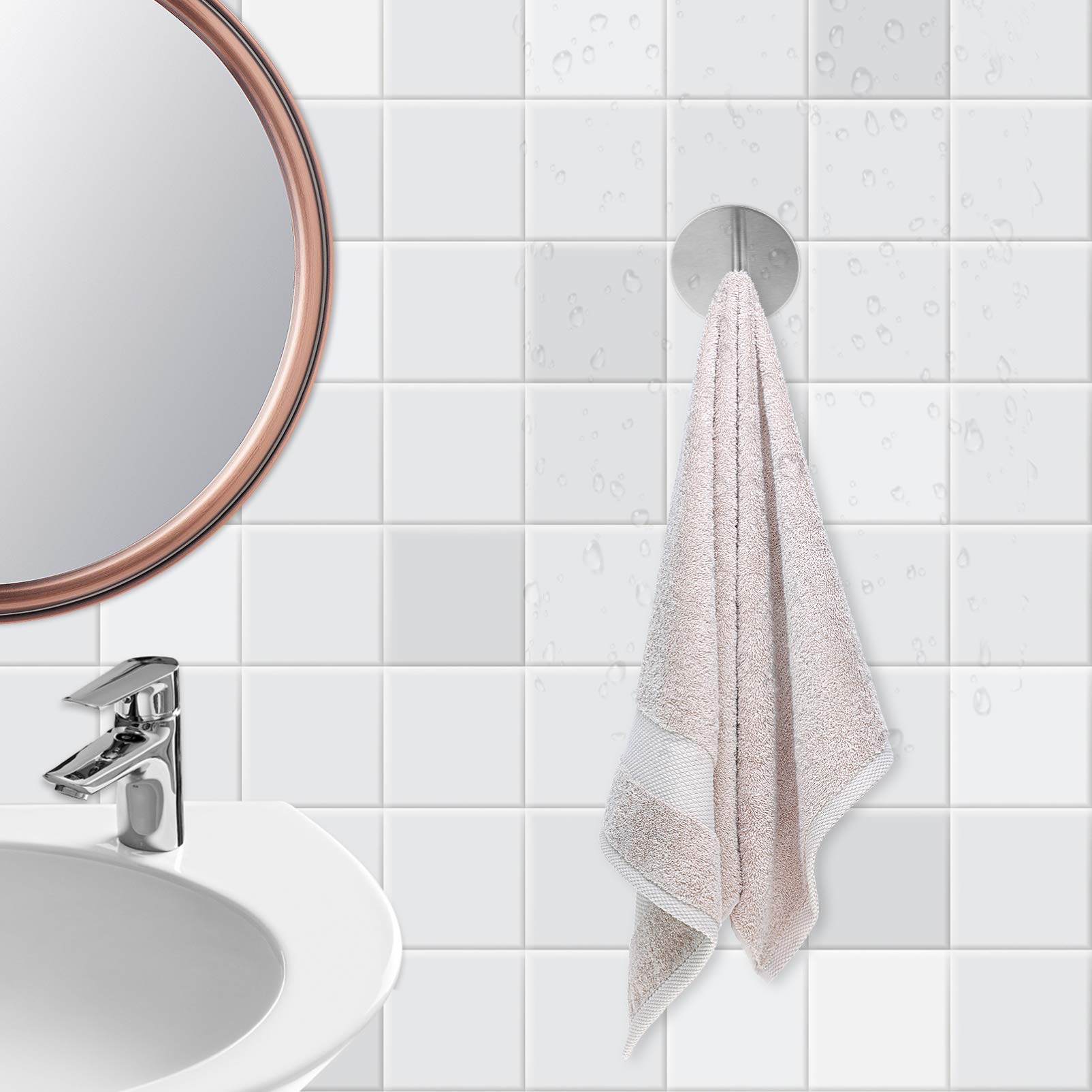 VASDEV 2 Juegos de Ganchos de Pared autoadhesivos de Acero Inoxidable para Entrada, Ganchos para Ropa, Perchas para el hogar, Cocina, baño, Dormitorio, Chaquetas, Sombreros, Batas, Toalla