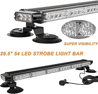 ASPL 29.5" 54 LED Strobe Light Bar Double Side Flashing High Intensity Emergency Warning Flash Strobe Light with Magnetic Base for Safety Construction Vehicles Tow Trucks Pickup (Red/Blue)