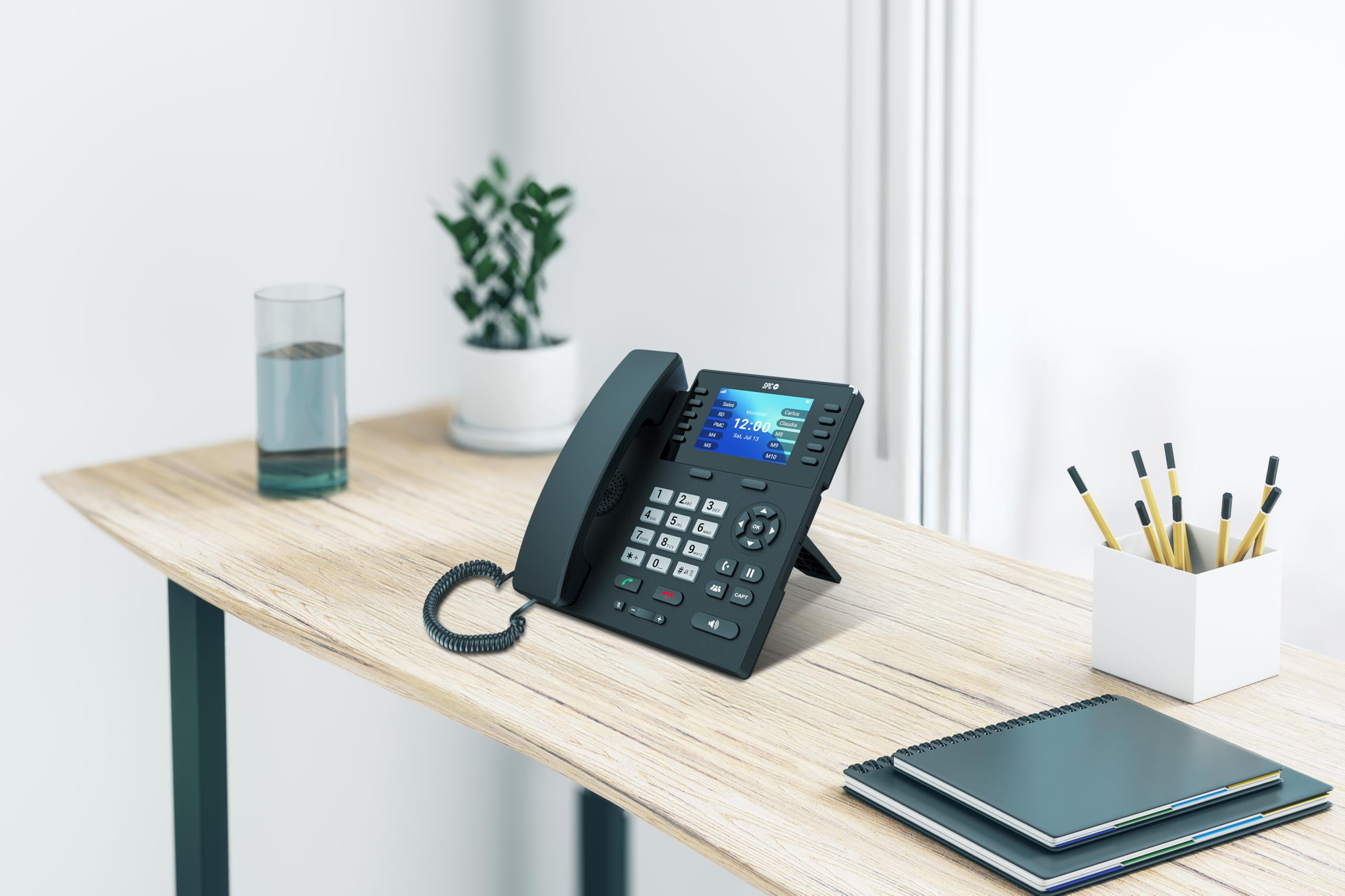 SPC WF100 – Téléphone Fixe Filaire avec SIM |4G, appels Volte et VoWiFi | Écran Couleur 3,5” | Environnement Android | Configuration à Distance | Bluetooth et WiFi | Batterie de sécurité 2 000mAh