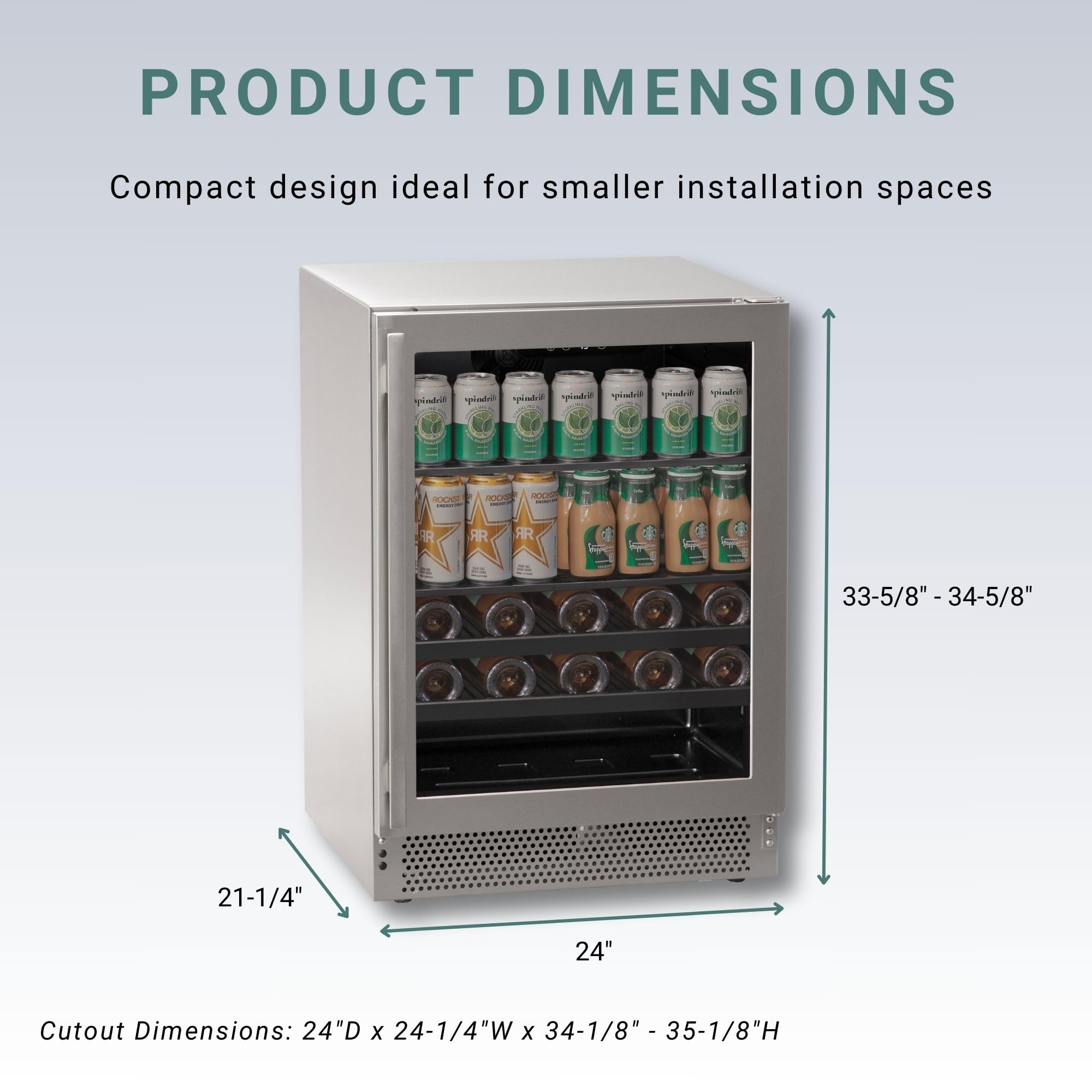 Marvel Northland Collection 24" Undercounter Beverage Center W/Glass Door, 2 Adjustable Shelves & 2 Full-Extension Wine Rack, Stores Up To 18 Wine Bottles And 126 12-Oz Cans, Indoor/Outdoor Rated on Fridge.com - View 4
