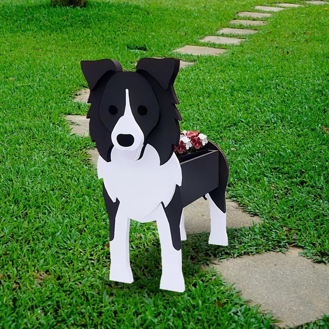 Lovely Little Dog Flower Planter, PVC Animal Plant Pots Garden Planter for Succulent, Outdoors Indoor Creative Border Collie Flower Pots, Dog Planter Gifts for Women Men Dog Lovers
