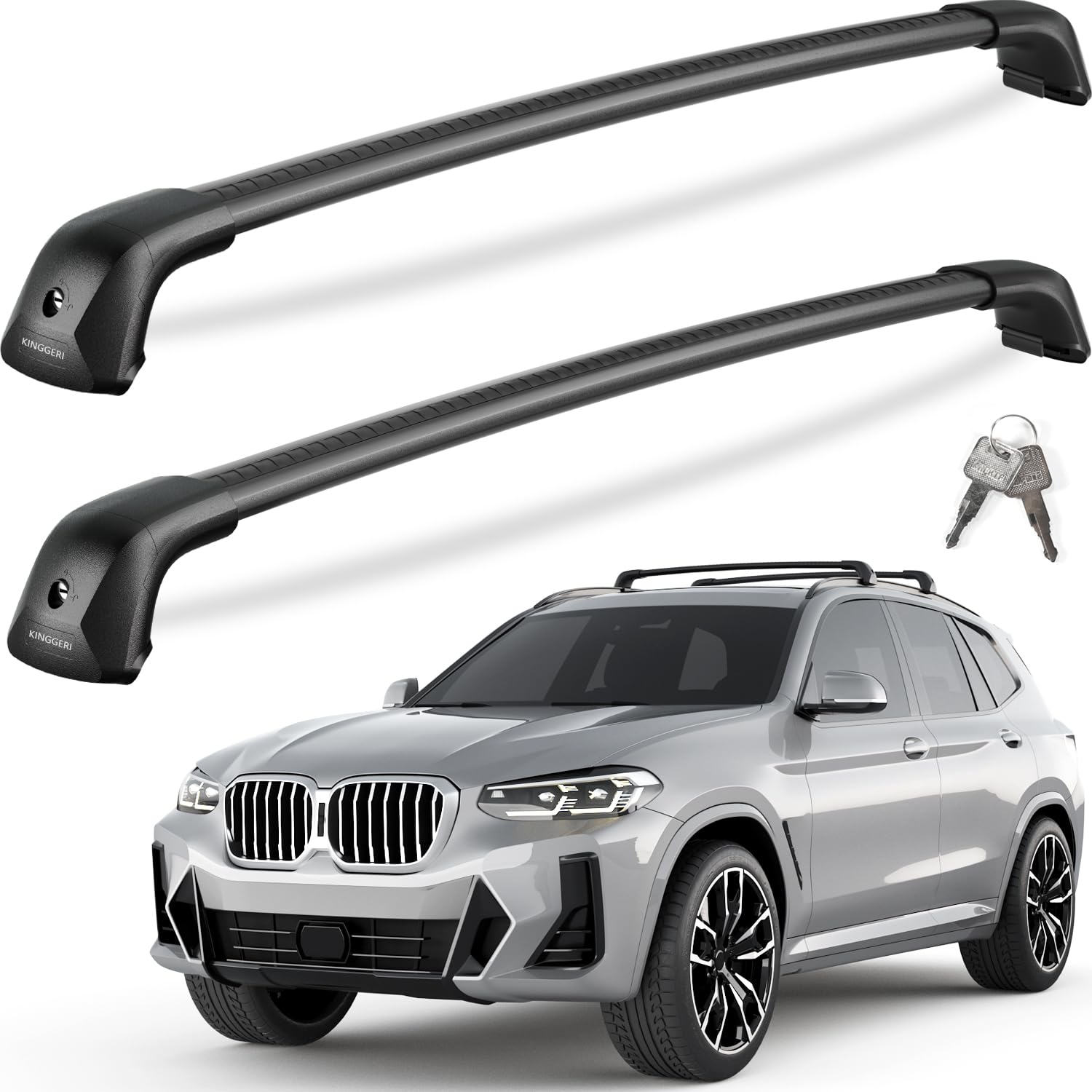 KINGGERI 330lb Lockable Roof Rack Cross Bars