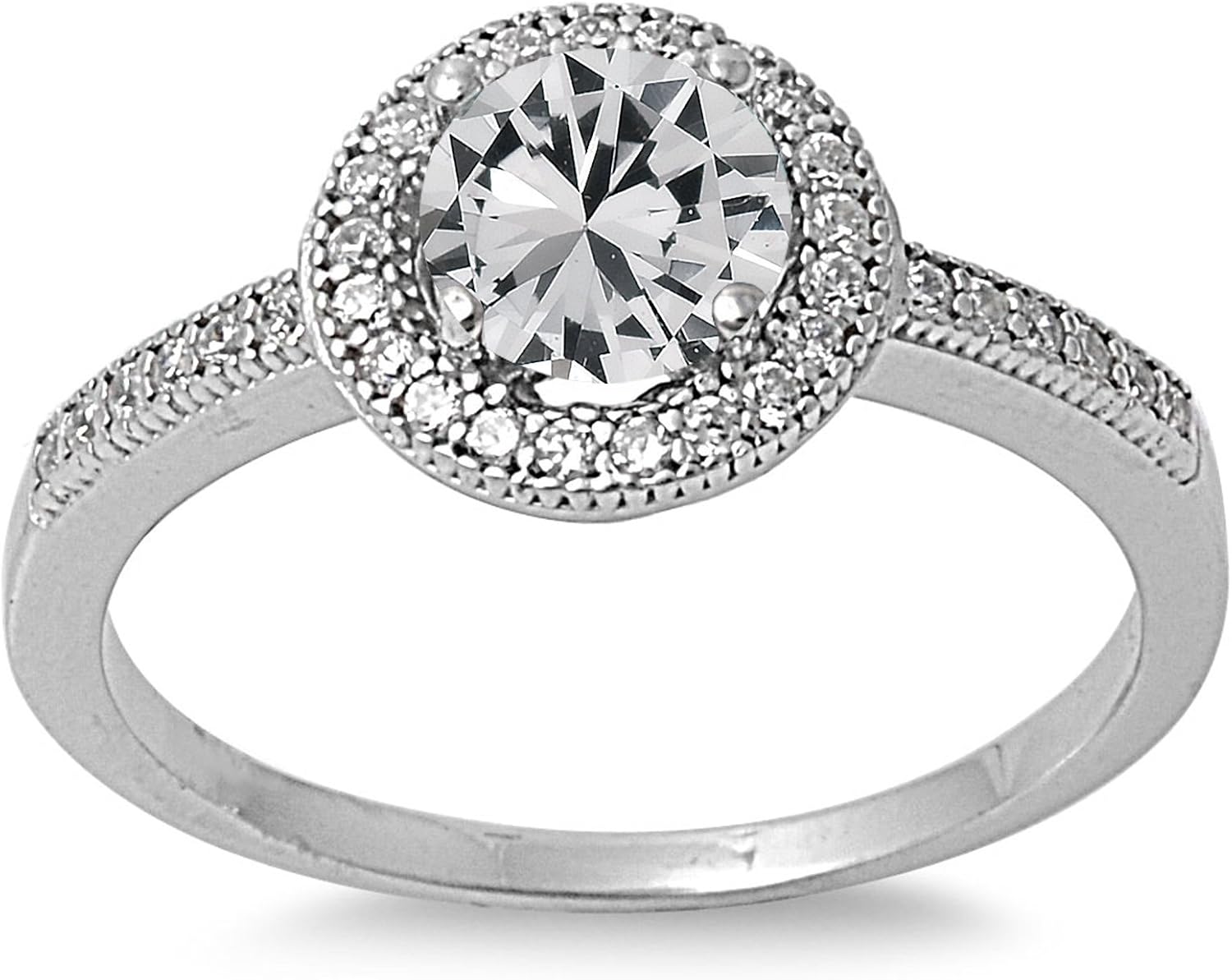 CHOOSE YOUR COLOR Sterling Silver Round Halo Ring