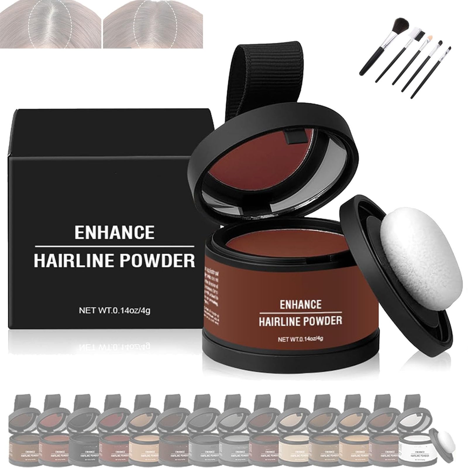 Waverloo Magic Root Cover Up,Waverly Magic Root Cover Up,Instantly Conceals Hair Loss,Maycheer Hair Rich Shading Powder,14 Colors Root Touch Up Powder with Mirror,Water Sweat Resistant (Auburn)