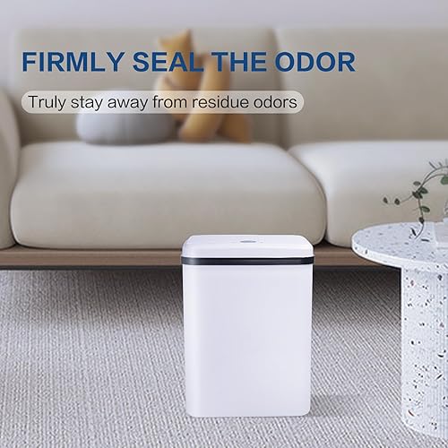 Miniatura 6 de Bote de basura automático pequeño, sin contacto para baño, cocina, dormitorio, cubo de basura eléctrico con sensor de movimiento, 3.5 galones, color