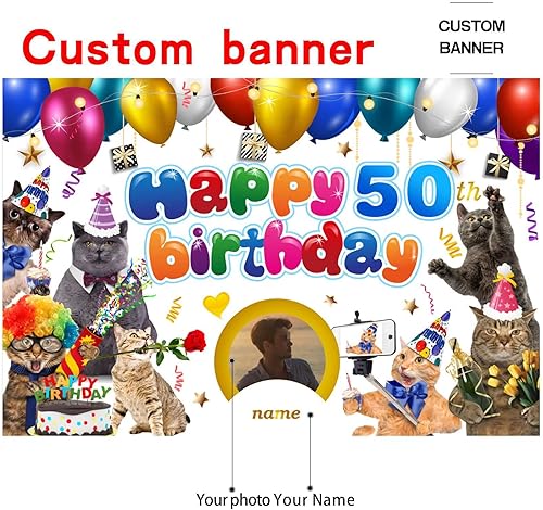 Miniatura 9 de Cartel personalizado de decoración de cumpleaños número 50 con tema de oro rosa - Cartel de tela personalizado para suministros de fiesta de