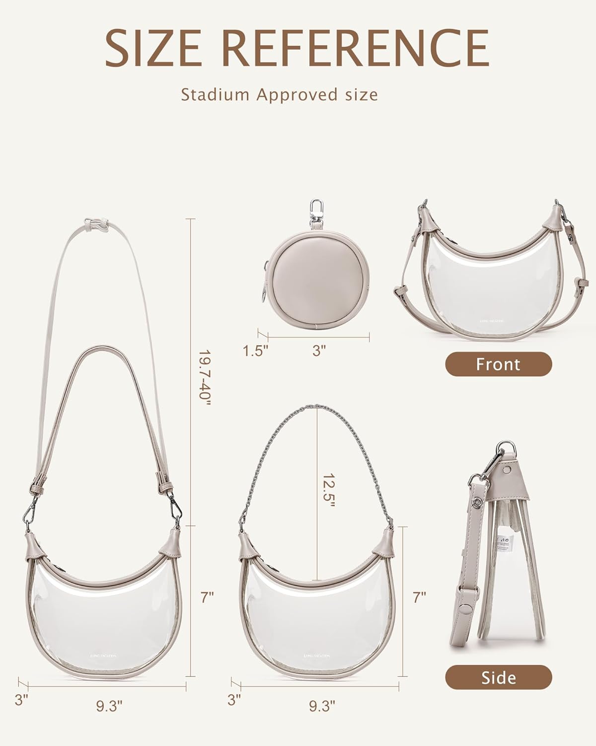 LONG VACATION Clear Bag for Stadium Events, Clear Purses for Women Stadium Crossbody, PVC Clear Concert Bag with Coin Purse - Image 8