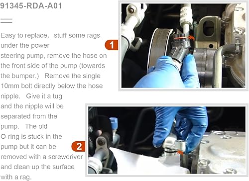 Miniatura 4 de 91345-RDA-A01/91370-SV4-000 Junta tórica de dirección asistida para Honda P/S Sellos de bomba Juego de entrada y salida 926-157 (2/juegos)