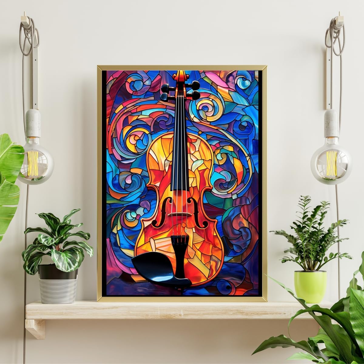 Stained Glass Violin Jigsaw Puzzle 300/500/1000 Piece (300pc (28×40cm))