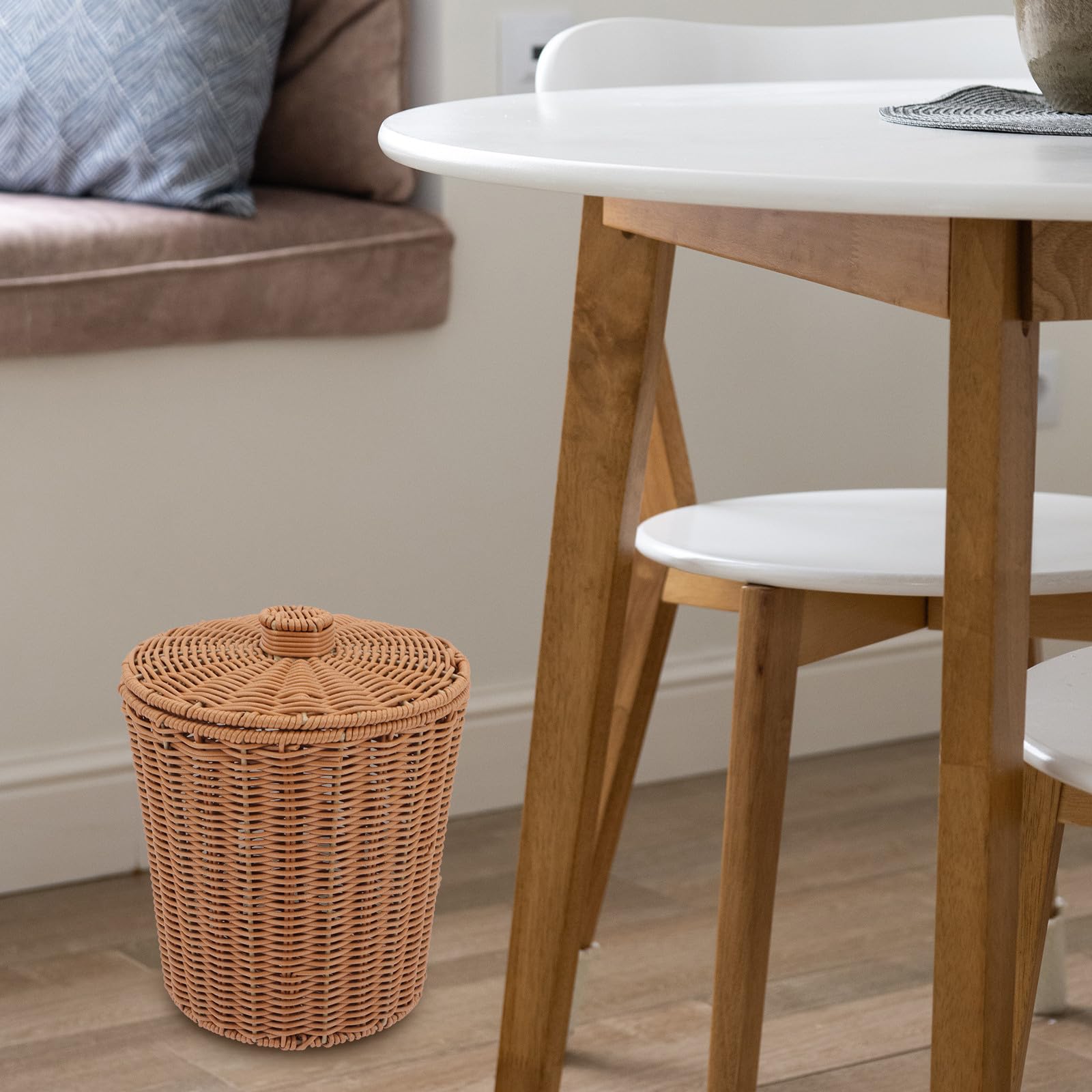 Pp Cesto Portaoggetti con Coperchio Marrone per Casa e Ufficio | Organizzazione Pratica, Contenitore Multifunzione, Stile Intrecciato, Formato Xh22-020 Grande, Accessorio Incluso