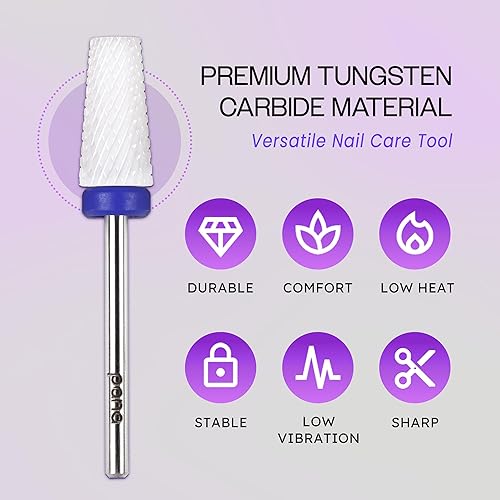 Miniatura 5 de PANA - Cabezal cónico de cerámica con vástago de 332 pulgadas (cerámica, grano medio), broca de uñas para eliminación rápida de acrílico o gel duro,