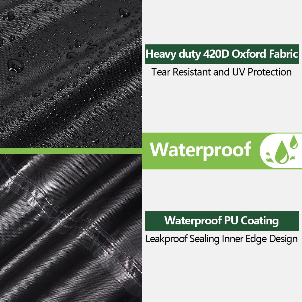 Hollywoodschaukel Abdeckung für 3-4 Sitzer, Wasserdicht & Winddicht & UV-Schutz 420D Oxford-Gewebe Schutzhülle mit Reißverschluss & 4 Klickverschluss für Gartenschaukel, Schaukelbank (215x125x170cm)