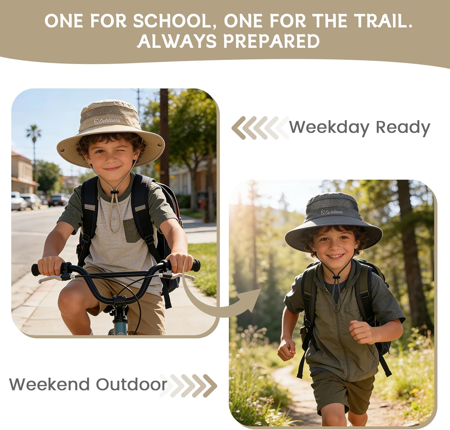 Durio 2-Pack Kids Sun Hat - UPF 50+ Wide Brim Sun Protection Bucket Hat for Boys Girls, Breathable Adjustable Outdoor Hats - Image 4