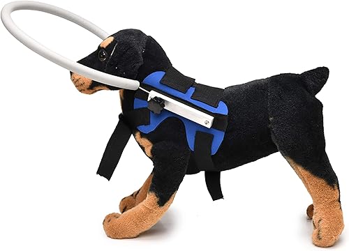 Miniatura 5 de GabeFish Halo ciego ligero y ajustable para perros y gatos, dispositivo de guía de arnés para mascotas, azul, pequeño
