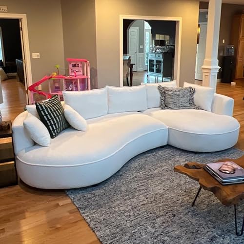 Miniatura 3 de Kevinplus 125'' Curved Sofa Cloud Boucle Couch with Chaise Lounge for Living Room, L-Shape Modern Sectional Luxury Upholstery 5-Seat Sofa for