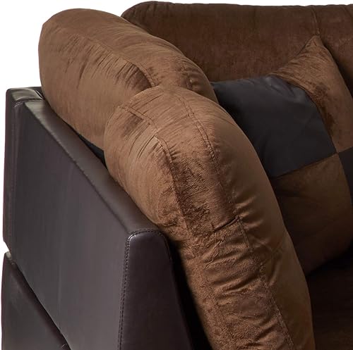 Miniatura 7 de Beverly Fine Furniture Andes - Juego de sofá de piel de microfibra con otomana, color marrón