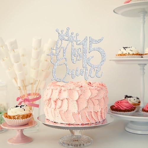 Miniatura 3 de Decoración para pastel de membrillo Mis 15, feliz 15 anosCheers to 15 años de edad, decoración de pastel para niña, suministros de decoración de