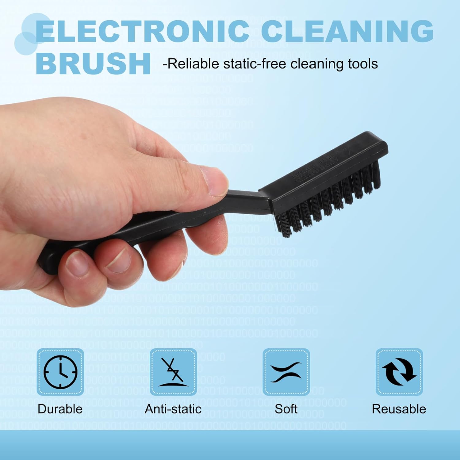 PATIKIL ESD Brush, 3Pcs Electronic Cleaning Brush Set with Tweezers Anti Static Cleaning Tools Plastic Angled Handle Nylon for PCB Computer Keyboard Camera 3D Printers, 18x67mm Bristles