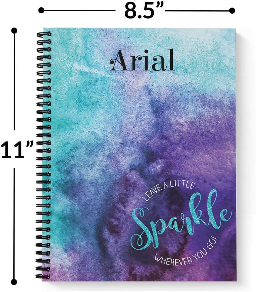 Gotcha Covered Notebooks HARDCOVER Sparkle Personalized Motivational Notebook/Journal, Satin Matte Finish, 120 pages of your selected paper, lay flat wire-o spiral. Size: 8.5” x 11”. Made in the USA